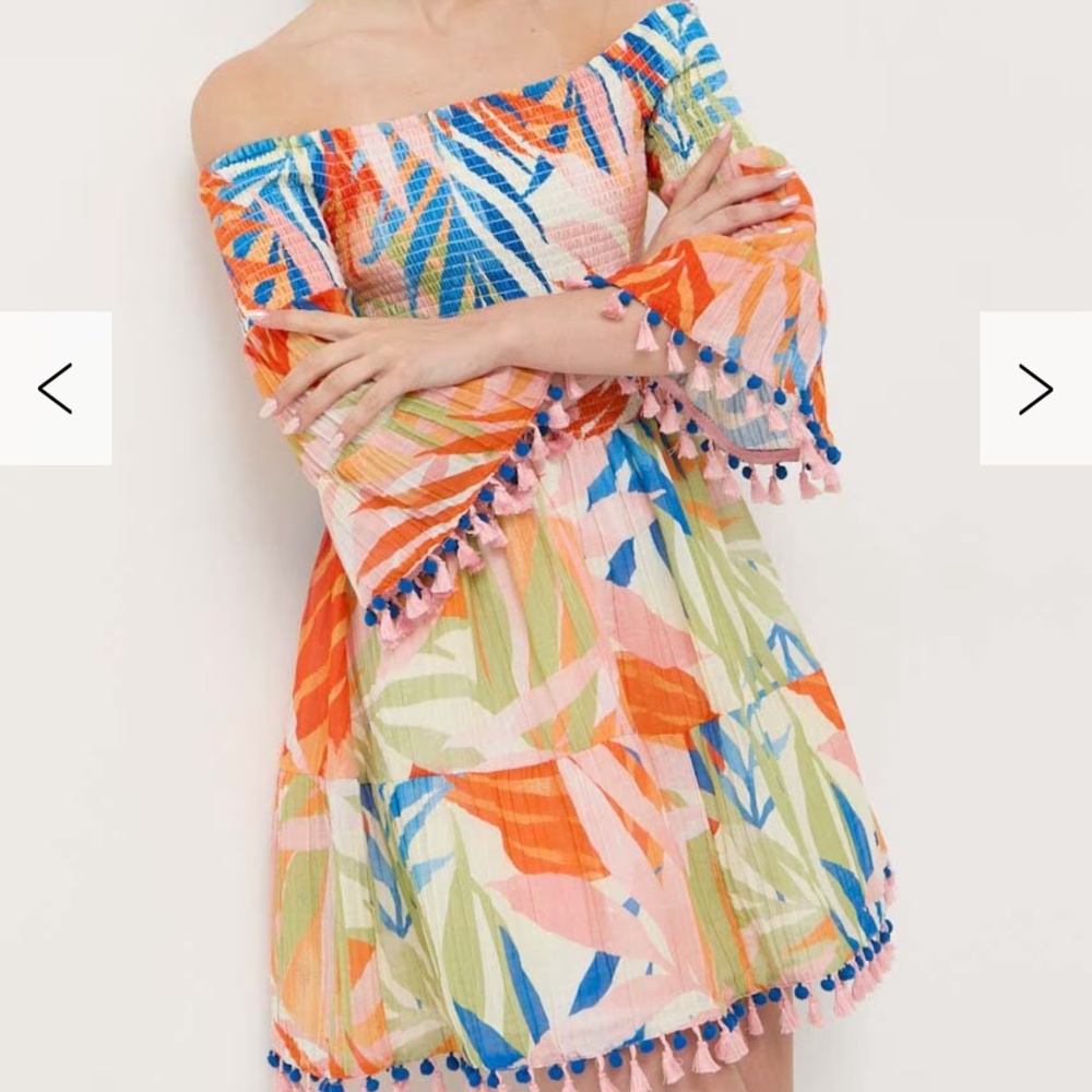 GUESS Multi Cotton Blend Printed A-Line Dress Size M